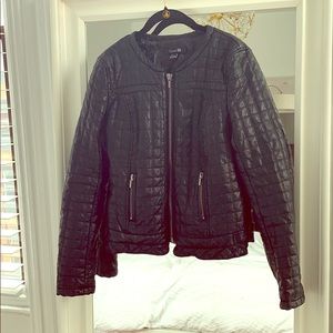 Faux Leather Quilted Moto Jacket